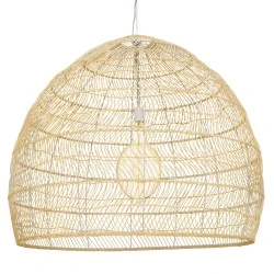 Boho κρεμαστό φωτιστικό MALIBU μονόφωτο μπεζ ξύλινο Bamboo Φ97 x Y86cm 1 x E27 AC 220-240V