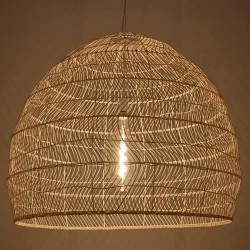Boho κρεμαστό φωτιστικό MALIBU μονόφωτο μπεζ ξύλινο Bamboo Φ97 x Y86cm 1 x E27 AC 220-240V