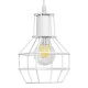 GloboStar® CAGE 00867 Vintage Industrial Κρεμαστό Φωτιστικό Οροφής Μονόφωτο 1 x E27 Λευκό Μεταλλικό Πλέγμα Φ15 x Y22cm