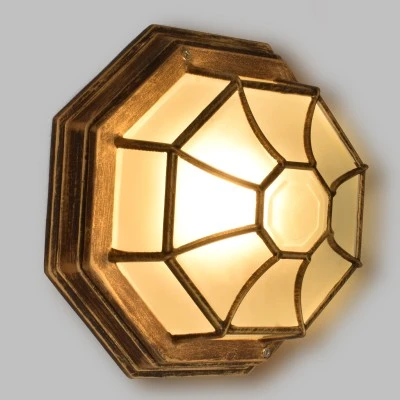 GloboStar® RUBY 00913 Vintage Φωτιστικό Πλαφονιέρα Οροφής Μονόφωτο 1 x E27 IP20 Χάλκινο Μέταλλο με Λευκό Γυαλί - Μ27 x Π27 x Υ12cm