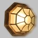 GloboStar® RUBY 00913 Vintage Φωτιστικό Πλαφονιέρα Οροφής Μονόφωτο 1 x E27 IP20 Χάλκινο Μέταλλο με Λευκό Γυαλί - Μ27 x Π27 x Υ12cm
