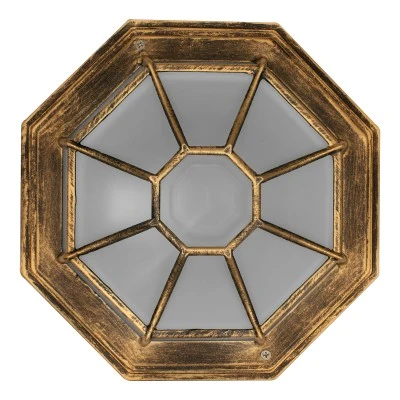 GloboStar® RUBY 00913 Vintage Φωτιστικό Πλαφονιέρα Οροφής Μονόφωτο 1 x E27 IP20 Χάλκινο Μέταλλο με Λευκό Γυαλί - Μ27 x Π27 x Υ12cm