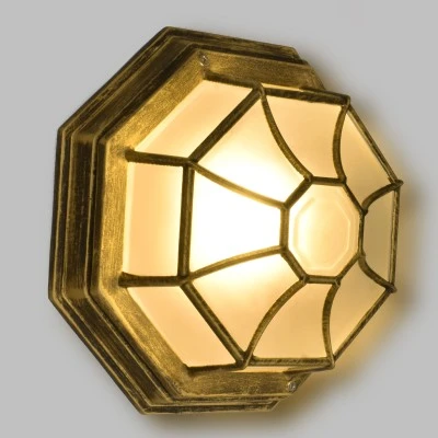 GloboStar® RUBY 00914 Vintage Φωτιστικό Πλαφονιέρα Οροφής Μονόφωτο 1 x E27 IP20 Μπρούτζινο Μέταλλο με Λευκό Γυαλί - Μ27 x Π27 x Υ12cm