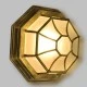 GloboStar® RUBY 00914 Vintage Φωτιστικό Πλαφονιέρα Οροφής Μονόφωτο 1 x E27 IP20 Μπρούτζινο Μέταλλο με Λευκό Γυαλί - Μ27 x Π27 x Υ12cm
