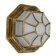GloboStar® RUBY 00914 Vintage Φωτιστικό Πλαφονιέρα Οροφής Μονόφωτο 1 x E27 IP20 Μπρούτζινο Μέταλλο με Λευκό Γυαλί - Μ27 x Π27 x Υ12cm