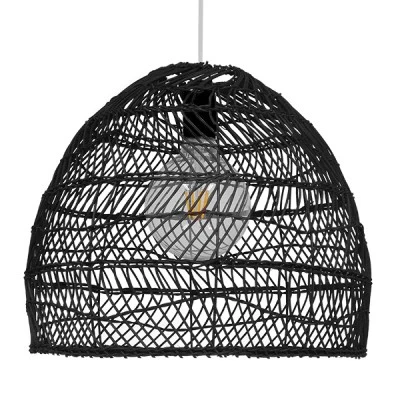 Boho κρεμαστό φωτιστικό MALIBU μονόφωτο μαύρο ξύλινο Bamboo Φ40cm 1 x E27 AC 220-240V
