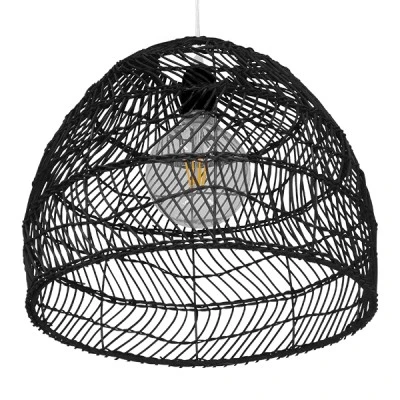 Boho κρεμαστό φωτιστικό MALIBU μονόφωτο μαύρο ξύλινο Bamboo Φ40cm 1 x E27 AC 220-240V