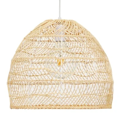Boho κρεμαστό φωτιστικό MALIBU μονόφωτο Φ40 καφέ ξύλινο Bamboo 1 x E27 AC 220-240V