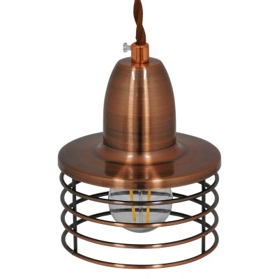 Μοντέρνο Industrial MANHATTAN κρεμαστό φωτιστικό οροφής E27 AC 220-240V μονόφωτο μεταλλικό χάλκινο καμπάνα Φ11