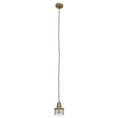 GloboStar® MANHATTAN 01455 Μοντέρνο Industrial Κρεμαστό Φωτιστικό Οροφής Μονόφωτο 1 x E27 Μεταλλικό Μπρούτζινο Καμπάνα Φ11 x Υ14cm