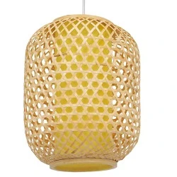 Boho κρεμαστό φωτιστικό MAURITIUS  μονόφωτο καφέ ξύλινο Bamboo Φ30 1 x E27 AC 220-240V