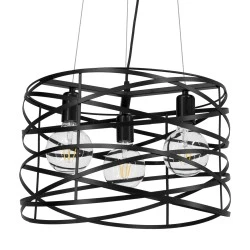 Μοντέρνο TOKEN Industrial κρεμαστό φωτιστικό οροφής E27 AC 220-240V τρίφωτο μαύρο μεταλλικό πλέγμα Φ43 x Υ29cm