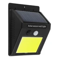 Αυτόνομο ηλιακό φωτιστικό LED COB 10W 1000lm ψυχρό φως 6000K με μπαταρία 1200mAh, φωτοβολταϊκό πάνελ &, αισθητήρα ημέρας-νύχτας-κίνησης IP65