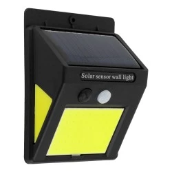 Αυτόνομο ηλιακό φωτιστικό LED COB 12W 1200lm ψυχρό φως 6000K με μπαταρία 1200mAh, φωτοβολταϊκό πάνελ &, αισθητήρα ημέρας-νύχτας-κίνησης IP65