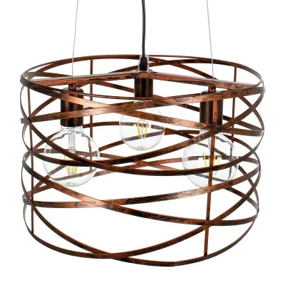 Μοντέρνο TOKEN Industrial κρεμαστό φωτιστικό οροφής 3xE27 AC 220-240V καφέ σκουριά μεταλλικό πλέγμα Φ43xΥ29cm