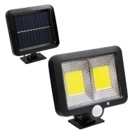 Αυτόνομος ηλιακός προβολέας LED 108 2 x COB 25W 1400lm με φωτοβολταϊκό πάνελ αισθητήρα ημέρας-νύχτας και κίνησης 6000K ψυχρό λευκό φως αδιάβροχος IP65