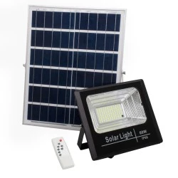 Αυτόνομος ηλιακός προβολέας LED SMD 60W ψυχρό φως 6000K 4800lm με μπαταρία 10000mAh, φωτοβολταϊκό πάνελ με αισθητήρα ημέρας-νύχτας IP66