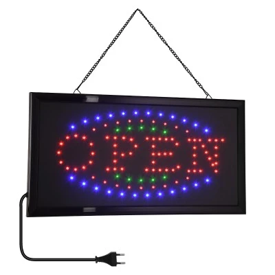 Φωτιστικό-ταμπέλα LED σήμανσης OPEN με πρίζα 230VAC Μ48xΠ25xΥ2cm GloboStar® 75681 Φωτιστικό Ταμπέλα LED Σήμανσης OPEN με Πρίζα AC 230V Μ48xΠ25xΥ2cm