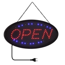 Φωτιστικό-ταμπέλα LED σήμανσης OPEN με πρίζα 230VAC Μ47.5xΠ24.5xΥ2.5cm