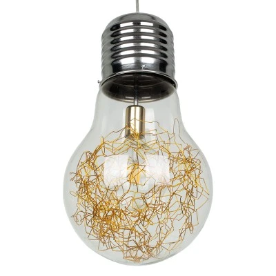 Μοντέρνο κρεμαστό φωτιστικό οροφής LAMP ασημί νίκελ βάση & χρυσό ντουί 1XΕ27 AC 220-240V με διάφανο γυαλί