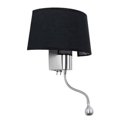 Μοντέρνο φωτιστικό τοίχου kelvo® ELEGANT απλίκα με ντουί E27 3W 360lm θερμό λευκό 2700K 36° IP20 χρώμιο & μαύρο 26x16.5x33cm 01492
