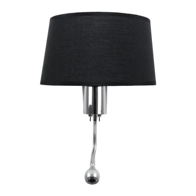 Μοντέρνο φωτιστικό τοίχου kelvo® ELEGANT απλίκα με ντουί E27 3W 360lm θερμό λευκό 2700K 36° IP20 χρώμιο & μαύρο 26x16.5x33cm 01492