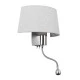 Φωτιστικό απλίκα Elegant επιτοίχιο με LED Βραχίονα δίφωτο 1 x E27 IP20 λευκό ύφασμα με ασημί μέταλλο Μ26.5 x Π15 x Υ43cm