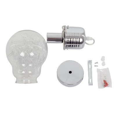 Μοντέρνο κρεμαστό φωτιστικό οροφής LAMP 1XΕ27 AC 220-240V ασημί νίκελ μεταλλικό διάφανο γυαλί Φ15xΥ27cm