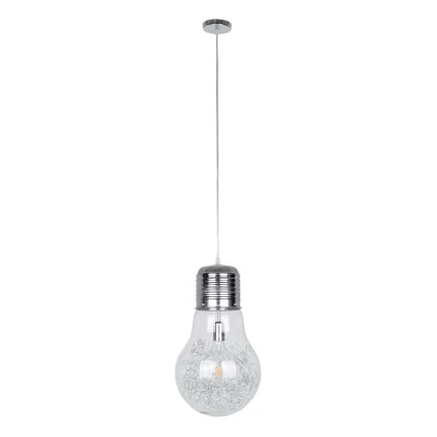 Μοντέρνο κρεμαστό φωτιστικό οροφής LAMP μονόφωτο Ε27 AC 220-240V ασημί νίκελ μεταλλικό με διάφανο γυαλί