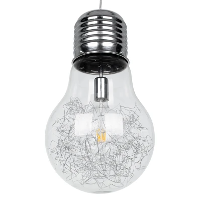 Μοντέρνο κρεμαστό φωτιστικό οροφής LAMP μονόφωτο Ε27 AC 220-240V ασημί νίκελ μεταλλικό με διάφανο γυαλί