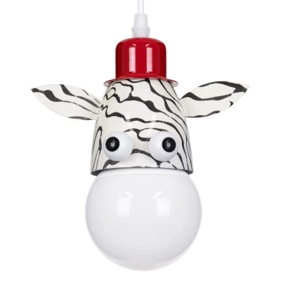 GloboStar® ZEBRA 00639 Μοντέρνο Κρεμαστό Παιδικό Φωτιστικό Οροφής Μονόφωτο 1 x E27 Λευκό Μαύρο Μεταλλικό Μ19 x Π10.5 x Υ13.5cm