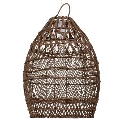 Boho κρεμαστό φωτιστικό TAHITI μονόφωτο Ε27 καφέ ξύλινο bamboo Φ38xY50cm 1 x E27 AC 220-240V IP20