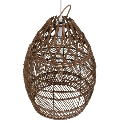 Boho κρεμαστό φωτιστικό TAHITI μονόφωτο Ε27 καφέ ξύλινο bamboo Φ38xY50cm 1 x E27 AC 220-240V IP20