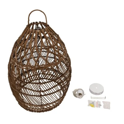 Boho κρεμαστό φωτιστικό TAHITI μονόφωτο Ε27 καφέ ξύλινο bamboo Φ38xY50cm 1 x E27 AC 220-240V IP20