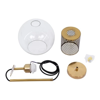Μοντέρνο κρεμαστό φωτιστικό οροφής AVERY 1ΧΕ27 AC 220-240V με διάφανο γυαλί & χρυσό μεταλλικό πλέγμα Φ18xΥ38cm Μοντέρνο κρεμαστό φωτιστικό οροφής AVERY 1ΧΕ27 AC 220-240V με διάφανο γυαλί & χρυσό μεταλλικό πλέγμα Φ18xΥ38cm