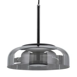 Μοντέρνο κρεμαστό φωτιστικό CHARLOTTE LED 5W AC 220-240V θερμό λευκό φως 2700K μαύρο μεταλλικό με φιμέ νίκελ γυαλί