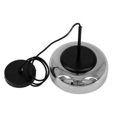 Μοντέρνο κρεμαστό φωτιστικό CHARLOTTE LED 5W AC 220-240V θερμό λευκό φως 2700K μαύρο μεταλλικό με φιμέ νίκελ γυαλί