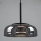 Μοντέρνο κρεμαστό φωτιστικό CHARLOTTE LED 5W AC 220-240V θερμό λευκό φως 2700K μαύρο μεταλλικό με φιμέ νίκελ γυαλί