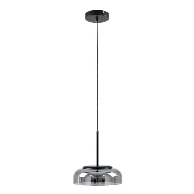 Μοντέρνο κρεμαστό φωτιστικό CHARLOTTE LED 5W AC 220-240V θερμό λευκό φως 2700K μαύρο μεταλλικό με φιμέ νίκελ γυαλί
