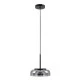Μοντέρνο κρεμαστό φωτιστικό CHARLOTTE LED 5W AC 220-240V θερμό λευκό φως 2700K μαύρο μεταλλικό με φιμέ νίκελ γυαλί