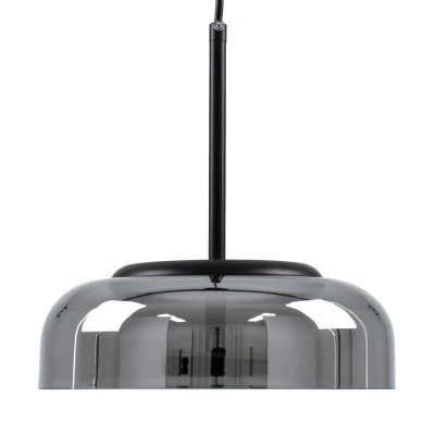 Μοντέρνο κρεμαστό φωτιστικό CHARLOTTE LED 5W AC 220-240V θερμό λευκό φως 2700K μαύρο μεταλλικό με φιμέ νίκελ γυαλί
