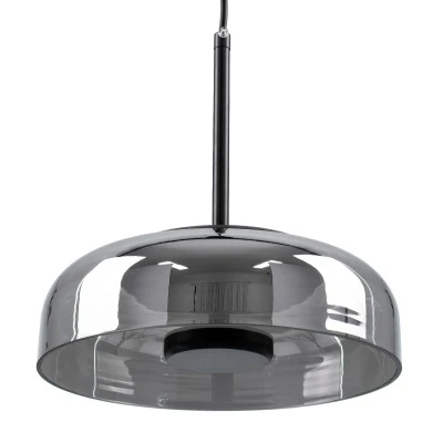 Μοντέρνο κρεμαστό φωτιστικό CHARLOTTE LED 5W AC 220-240V θερμό λευκό φως 2700K μαύρο μεταλλικό με φιμέ νίκελ γυαλί