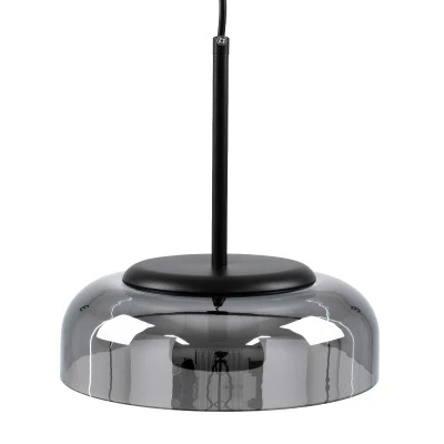 Μοντέρνο κρεμαστό φωτιστικό CHARLOTTE LED 5W AC 220-240V θερμό λευκό φως 2700K μαύρο μεταλλικό με φιμέ νίκελ γυαλί