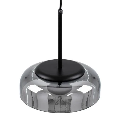 Μοντέρνο κρεμαστό φωτιστικό CHARLOTTE LED 5W AC 220-240V θερμό λευκό φως 2700K μαύρο μεταλλικό με φιμέ νίκελ γυαλί