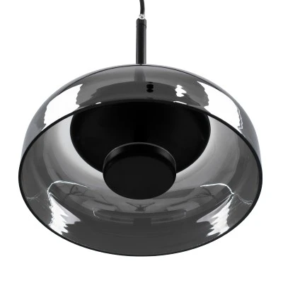 Μοντέρνο κρεμαστό φωτιστικό CHARLOTTE LED 5W AC 220-240V θερμό λευκό φως 2700K μαύρο μεταλλικό με φιμέ νίκελ γυαλί