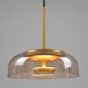 GloboStar® CHARLOTTE 00744 Μοντέρνο Κρεμαστό Φωτιστικό Οροφής Μονόφωτο Μελί Γυάλινο Χρυσό Μεταλλικό CREE LED 5W 500lm 180° AC 85-265V Θερμό Λευκό 2700K Φ23 x Υ23cm