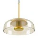 GloboStar® CHARLOTTE 00744 Μοντέρνο Κρεμαστό Φωτιστικό Οροφής Μονόφωτο Μελί Γυάλινο Χρυσό Μεταλλικό CREE LED 5W 500lm 180° AC 85-265V Θερμό Λευκό 2700K Φ23 x Υ23cm
