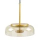 GloboStar® CHARLOTTE 00744 Μοντέρνο Κρεμαστό Φωτιστικό Οροφής Μονόφωτο Μελί Γυάλινο Χρυσό Μεταλλικό CREE LED 5W 500lm 180° AC 85-265V Θερμό Λευκό 2700K Φ23 x Υ23cm