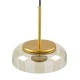GloboStar® CHARLOTTE 00744 Μοντέρνο Κρεμαστό Φωτιστικό Οροφής Μονόφωτο Μελί Γυάλινο Χρυσό Μεταλλικό CREE LED 5W 500lm 180° AC 85-265V Θερμό Λευκό 2700K Φ23 x Υ23cm