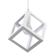 Μοντέρνο φωτιστικό κύβος κρεμαστό CUBE μονόφωτο Ε27 AC 220-240V λευκό μεταλλικό πλέγμα Μ25 x Π25 x Υ25cm